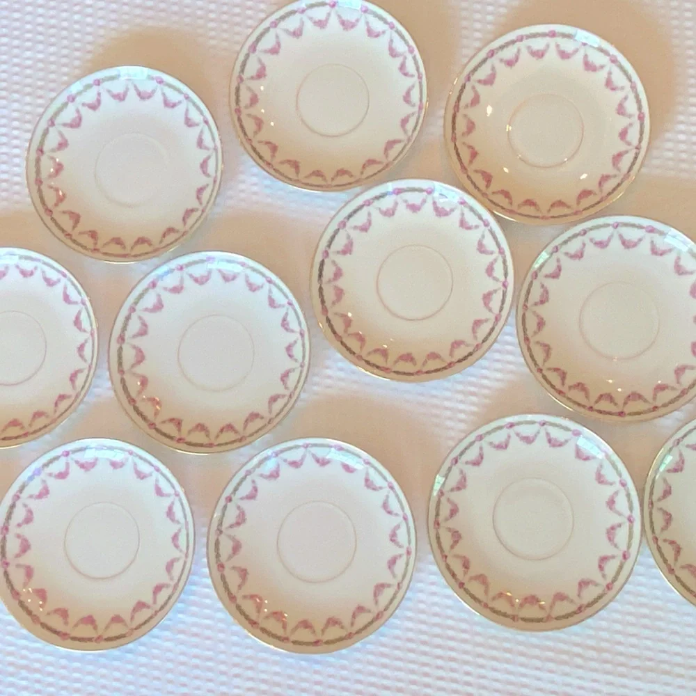 Antique China Limoges Pink and Green Floral 12 Saucers for your tea cups